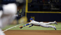 <p>Toronto Blue Jays third baseman Chris Coghlan dives but can’t come up with a double by Tampa Bay Rays’ Evan Longoria during the first inning of a baseball game Friday, May 5, 2017, in St. Petersburg, Fla. (Photo: Chris O’Meara/AP) </p>