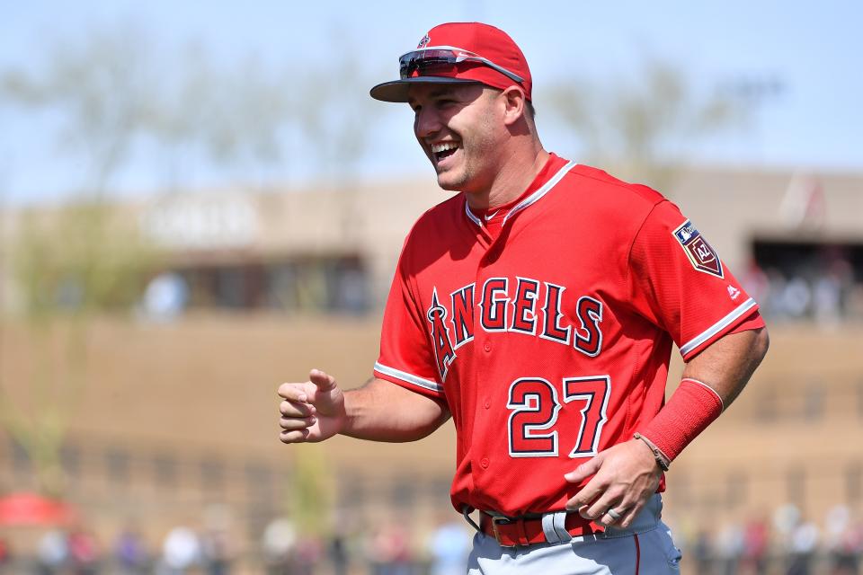 After a busy Angels offseason, Mike Trout has reason to smile. (Getty Images)