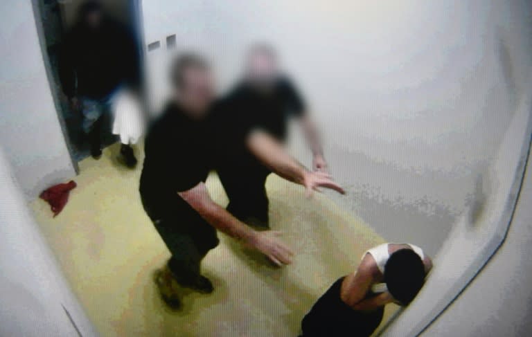 A teenage boy is apparently pushed by prison guards at a youth detention centre in the Northern Territory city of Darwin in footage aired by Australian broadcaster ABC in July 2016