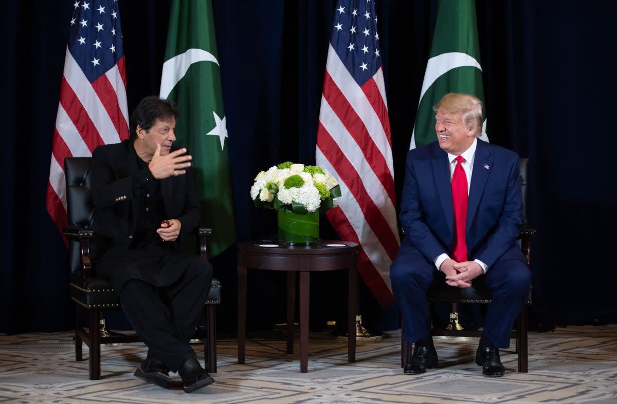 Khan with Trump at the UN General Assembly in 2019 (AFP/Getty)