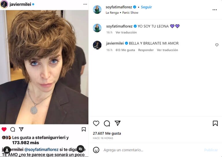 El picante comentario de Fátima Florez a Javier Milei