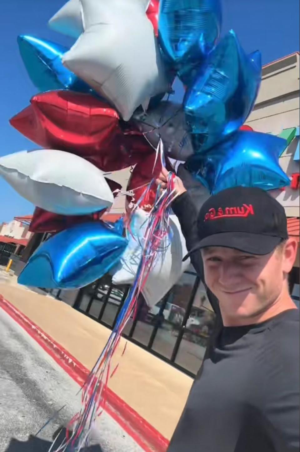 PHOTO: Tara Davis-Woodhall was welcomed home from the Paris Olympics with a surprise party organized by her husband, Paralympian Hunter Woodhall. (@hunterwoodhall/TikTok)