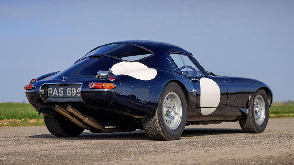The Jaguar E-Type Low Drag with dual exhausts at the rear. - Credit: Sam Frost/Courtesy of Will Stone Historic Cars