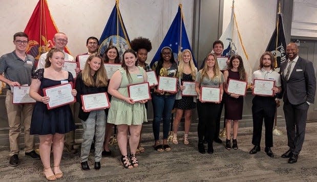 The Military Officers Association of Sarasota recently awarded $2,500 college scholarships to 17 students each at a ceremony with Sarasota Mayor Kyle Battie (at right). The students included Paxton Barrick, Natalie Kisgen, Zoe Storm, Brayden Wittenbauer, Celeste Beaton, Rylan Kriska, David O’Grady, Kara Marceus, Jennifer Walcker, Faith Henry, Aubrey Hunter, Madisyn Crites, Leah DuBose, Skye van Gennip, Akiel Reyes Melendez, Elias Paver, and Joshua Sullivan. Visit sarasotamoaa.com/scholarships.