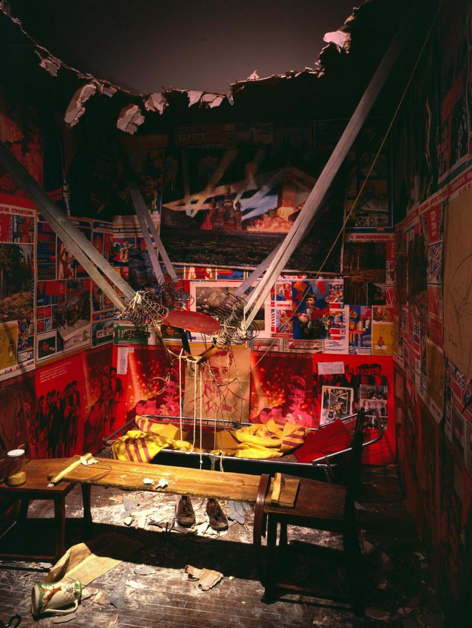 'The Man Who Flew Into Space From His Apartment' 1985. Centre Georges Pompidou, Paris. Musée national d’art moderne/Centre de Création industrielle. Purchased 1990. ( © Ilya & Emilia Kabakov)