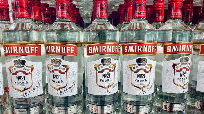 Bottles of Smirnoff vodka