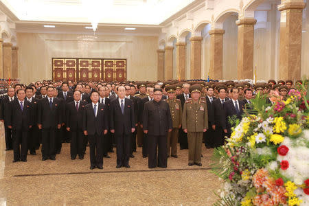 North Korean leader Kim Jong Un visits the Kumsusan Palace of the Sun during the Second Plenum of the 7th Central Committee of the Workers' Party of Korea (WPK), in this undated photo released by North Korea's Korean Central News Agency (KCNA) in Pyongyang October 8, 2017. KCNA/via REUTERS