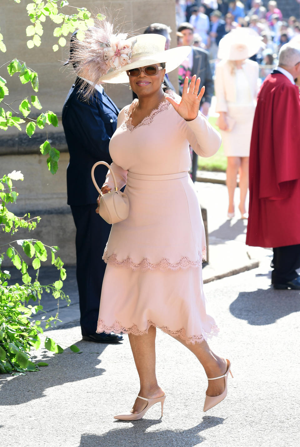 Oprah Winfrey arrives at St George's Chapel at Windsor Castle for the wedding of Meghan Markle and Prince Harry. (Photo: PA Wire/PA Images)