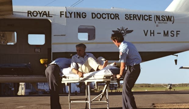 Royal Flying Doctor Service offloading patient