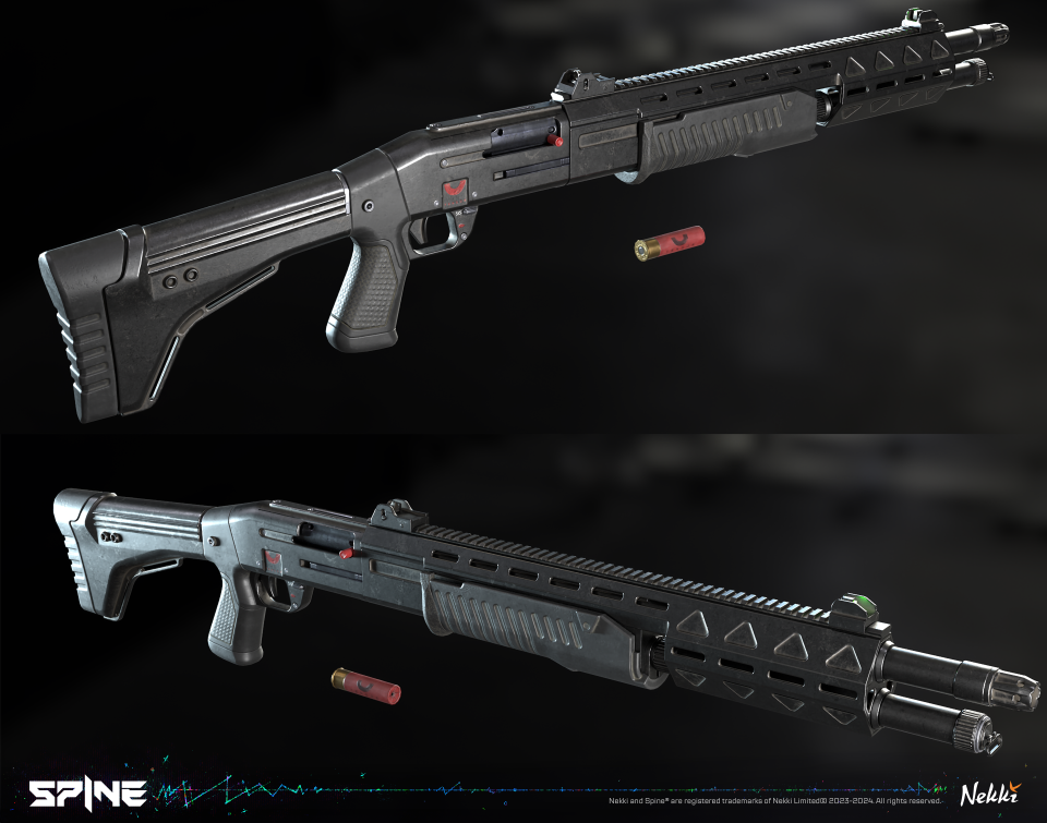 Spine transmedia art; gun designs for a video game