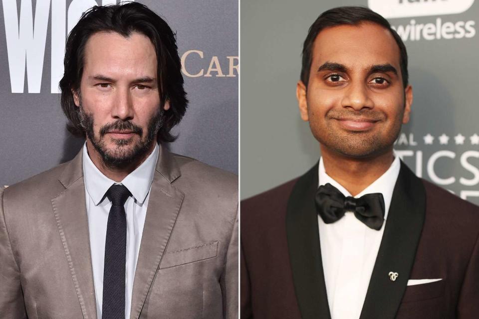 <p>getty (2)</p> (L-R) Keanu Reeves, Aziz Ansari