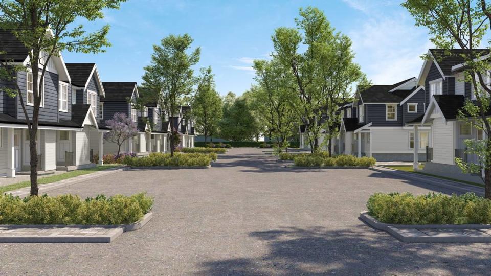 A rendering shows the Aurora Court Phase 3 development in the Cordata neighborhood of Bellingham.