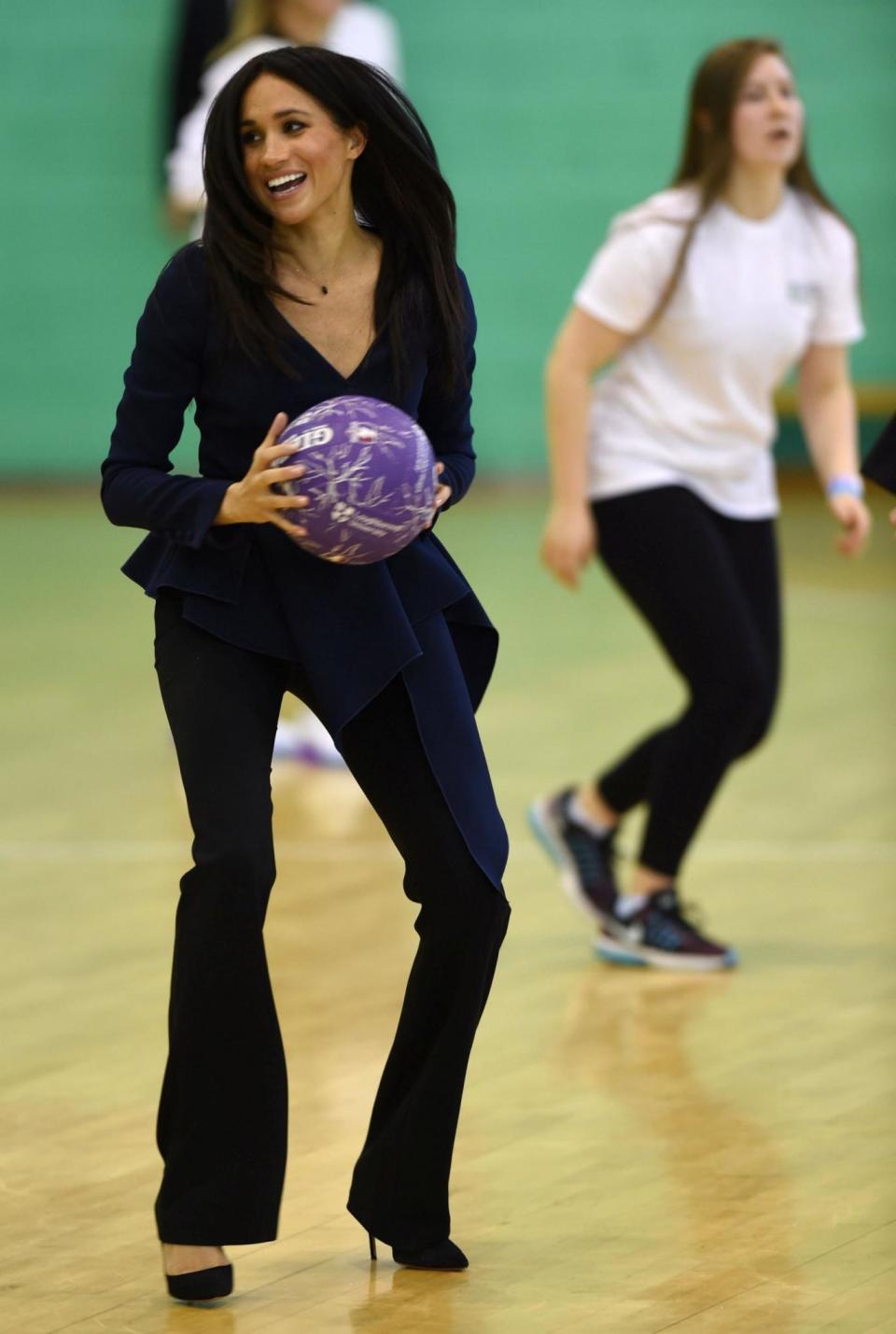 The Duchess of Sussex took part in a sports demonstration at Loughborough University (Reuters )