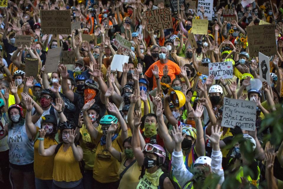 Portland demonstrators on Monday.