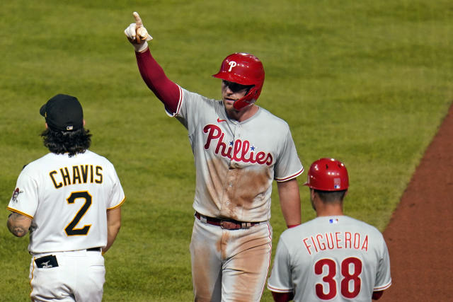 Phillies' injured first baseman Rhys Hoskins remains a long shot