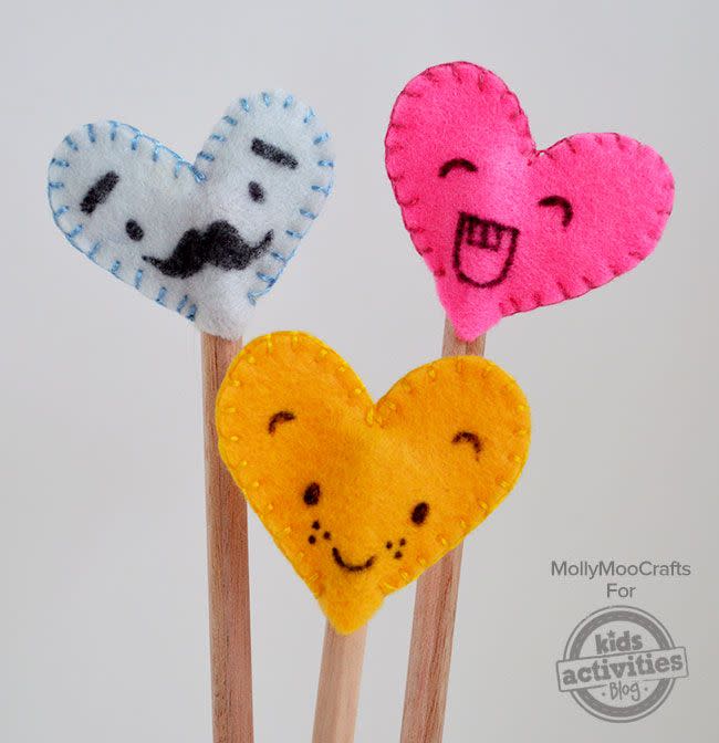 <p>Busy hands often mean lost pencils. With these felt pencil toppers, they’ll be able to keep track of which ones are theirs. </p><p>Get the <strong><a href="https://kidsactivitiesblog.com/57594/back-to-school-diy-pencil-toppers" rel="nofollow noopener" target="_blank" data-ylk="slk:Felt Pencil Toppers tutorial;elm:context_link;itc:0;sec:content-canvas" class="link ">Felt Pencil Toppers tutorial</a></strong> at Kids Activities.</p><p><a class="link " href="https://www.amazon.com/42pcs-Fabric-Assorted-Squares-Nonwoven/dp/B01GCLS32M/?tag=syn-yahoo-20&ascsubtag=%5Bartid%7C10070.g.3123%5Bsrc%7Cyahoo-us" rel="nofollow noopener" target="_blank" data-ylk="slk:SHOP FELT;elm:context_link;itc:0;sec:content-canvas">SHOP FELT</a> </p>