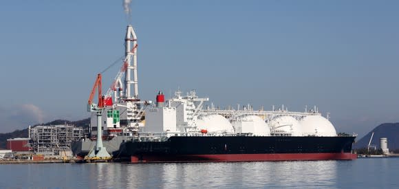 LNG cargo vessel at a port.