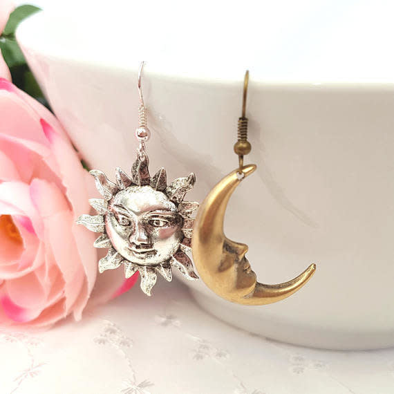 Get them <a href="https://www.etsy.com/listing/162685653/mismatched-earrings-sun-and-moon?ga_order=most_relevant&amp;ga_search_type=all&amp;ga_view_type=gallery&amp;ga_search_query=mismatched%20earrings&amp;ref=sc_gallery_9&amp;plkey=11589dc9de4b7ed2e2f730220469a4c641e6847e:162685653" target="_blank"><strong>here</strong></a>, $12+.