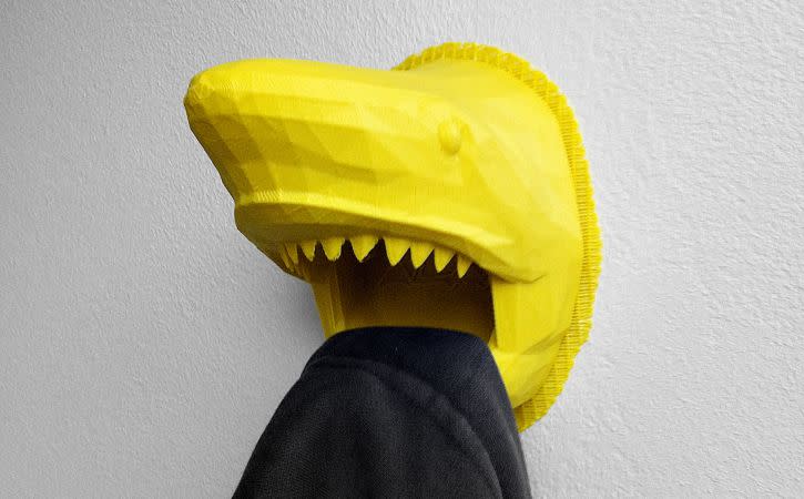 This <a href="http://cubify.com/store/creation.aspx?reference=XI4J797RGO">funky shark</a>  serves a number of functions - from towel or coat hanging to storing small desk objects to acting as an iPad stand. Take a look at the creator's <a href="cubify.com">Cubify</a> profile and <a href="http://cubify.com/account/profile_view.aspx?username=AlanNguyen">check out the Shark XL here</a>. 