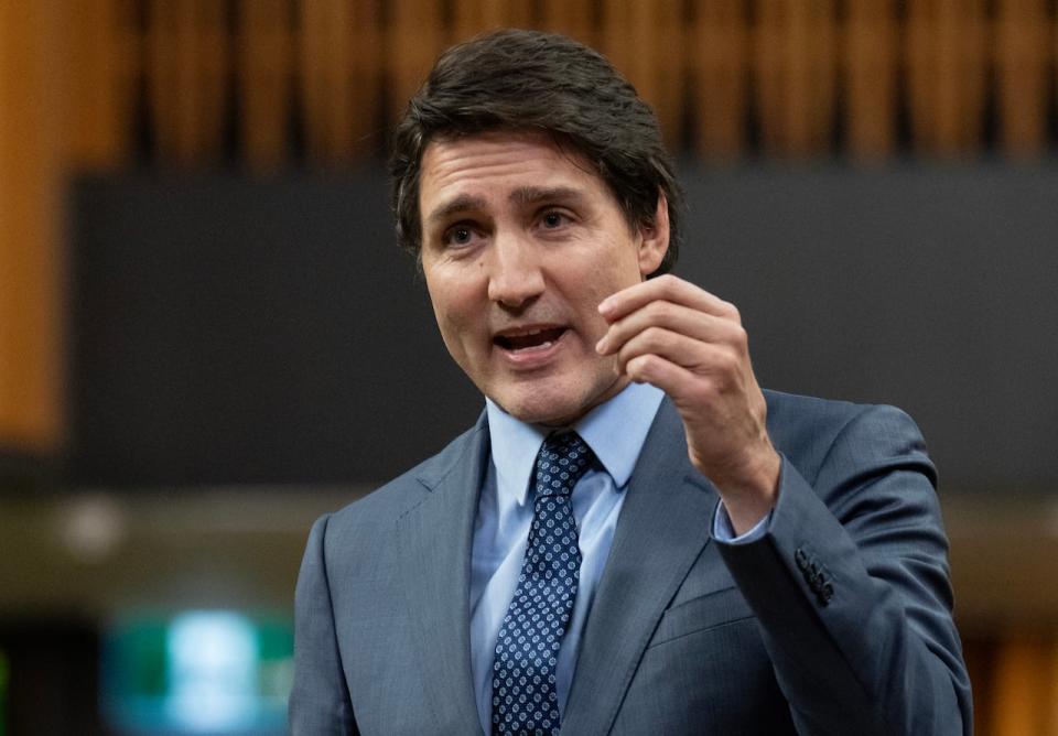 Prime Minister Justin Trudeau rises during question period on Wednesday, November 29, 2023 in Ottawa. (Adrian Wyld/The Canadian Press - image credit)