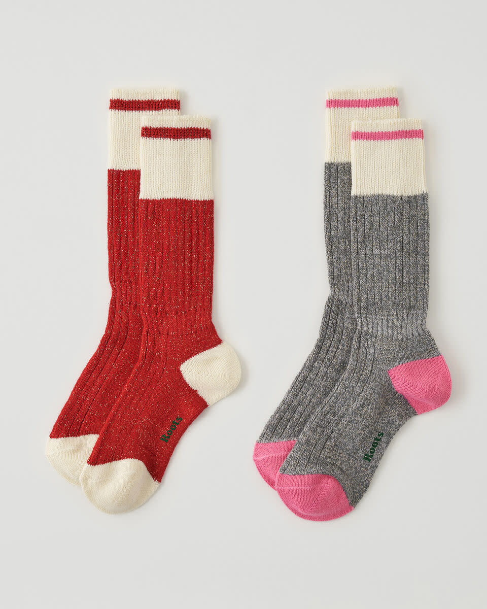 Womens Cabin Sparkle Sock 2 Pack. Image via Roots.