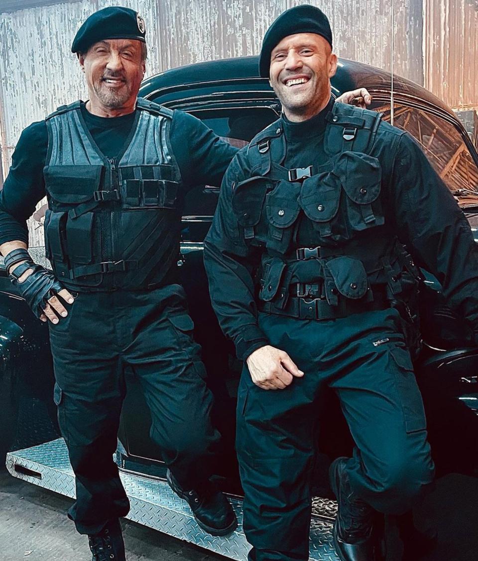 Sylvester Stallone and Jason Statham Reunite on Set of Expendables 4