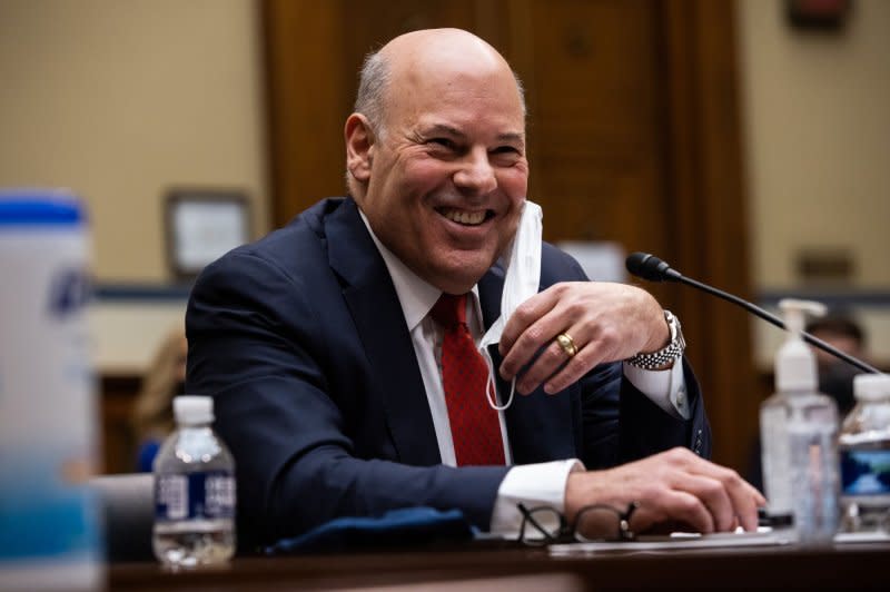 United States Postmaster General Louis Dejoy speaks during during a House Oversight and Reform Committee hearing on "Legislative Proposals to Put the Postal Service on Sustainable Financial Footing" on Capitol Hill in Washington, D.C., on Feb, 24, 2021. Pool Photo by Graeme Jennings/UPI