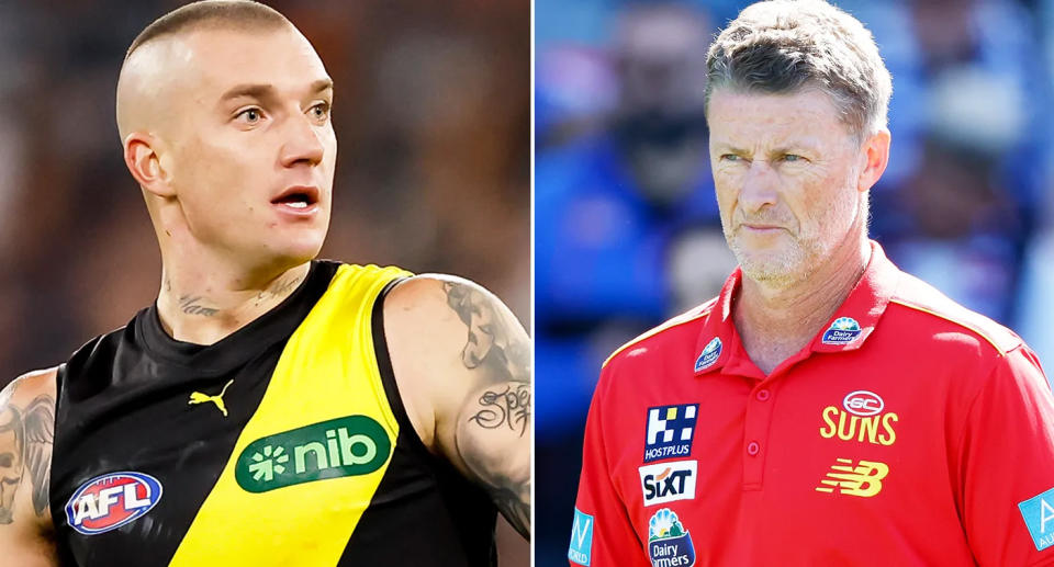 Dustin Martin and Damien Hardwick could be reunited in 2025 at the Gold Coast Suns. Pic: Getty 