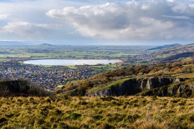 Cheddar Resevoir and the Somerset Levels from Cheddar Gorge