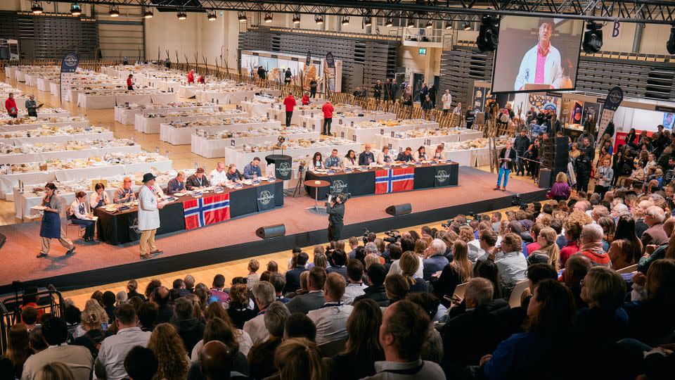 The Super Jury voted on finalists before a live audience at the World Cheese Awards 2023 in Trondheim, Norway, on Friday. - Haakon Berg/Courtesy Guild of Fine Food