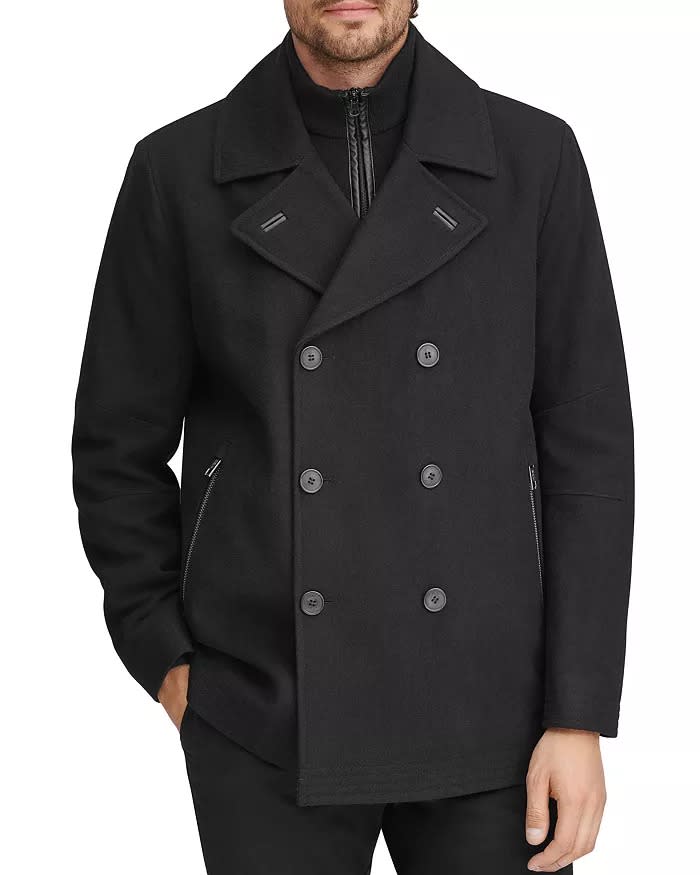 marc new york wool and leather peacoat