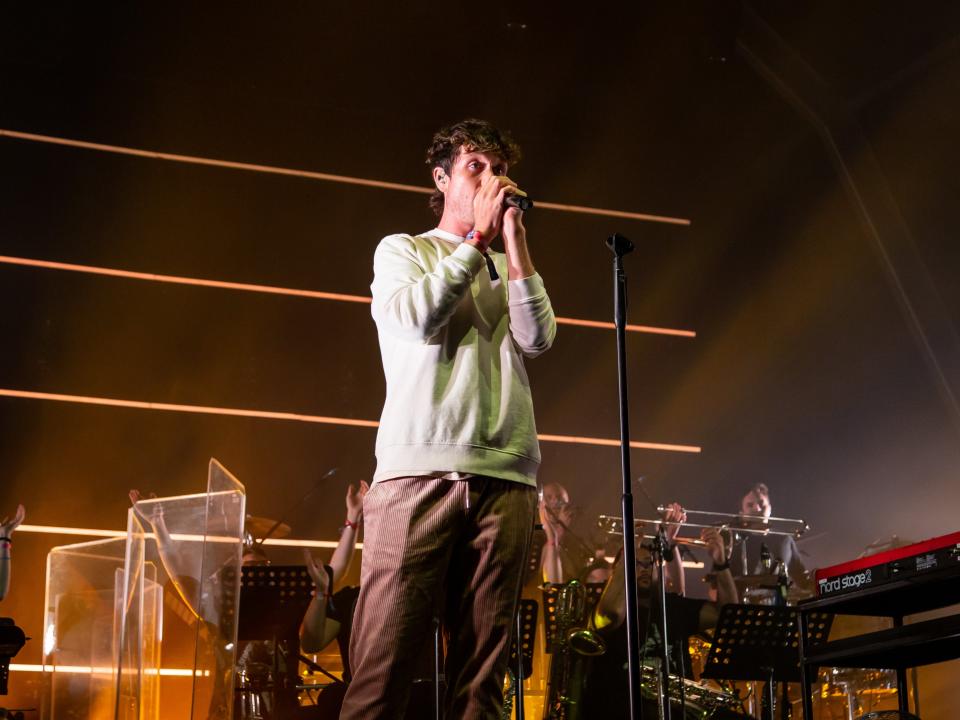 Dan Smith of Bastille performs a headline performance at Standon Calling (Amy Smirk)