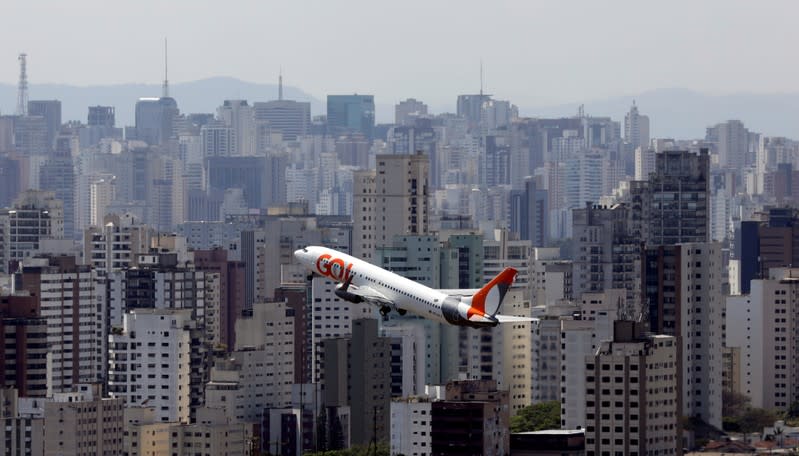 FILE PHOTO: An aircraft of Gol Linhas Aereas Inteligentes SA departs from Congonhas airport in Sao Paulo