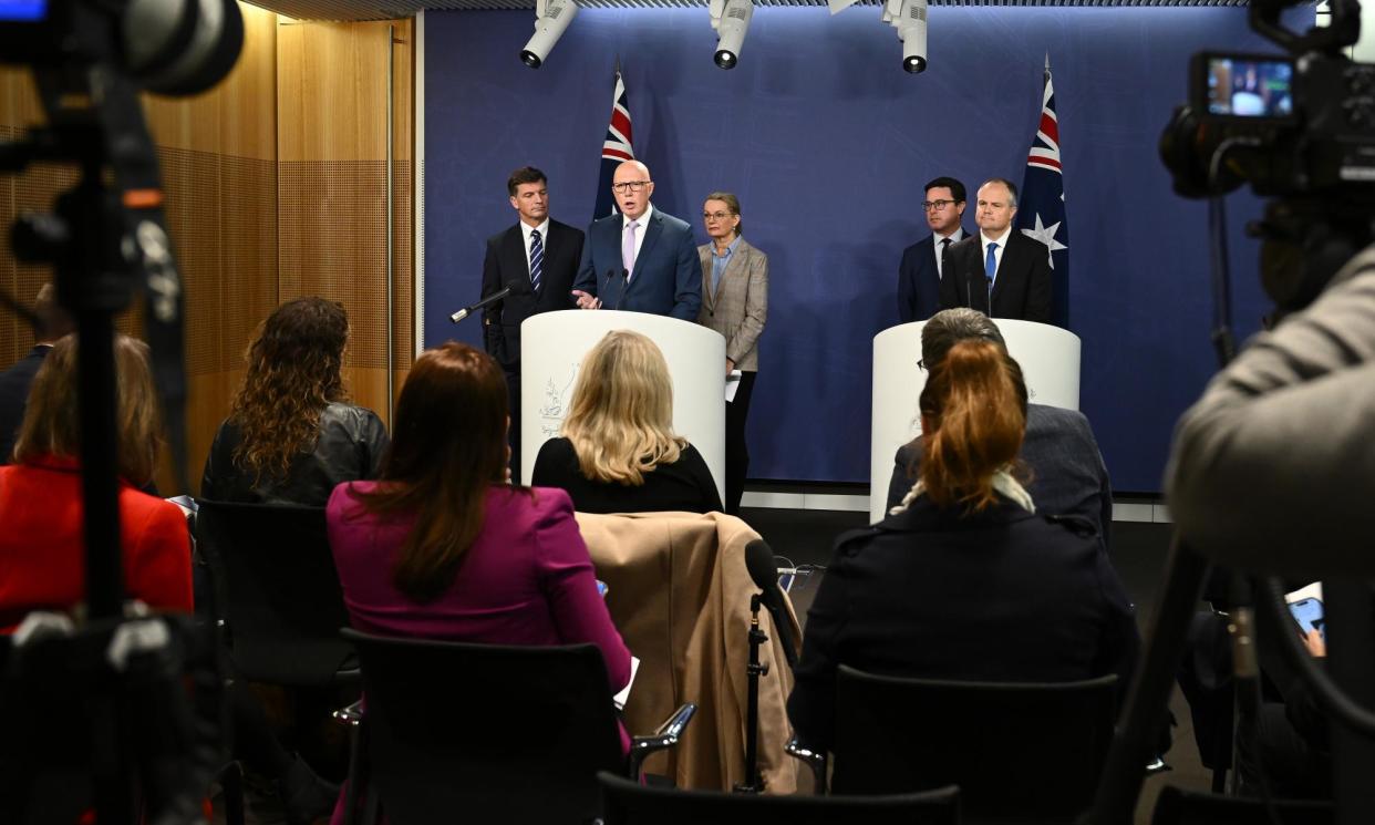 <span>Those sceptical of Peter Dutton’s nuclear plan for Australia, which the Coalition leader announced on Wednesday, demanded details about how much the seven reactors would cost. </span><span>Photograph: Bianca de Marchi/AAP</span>