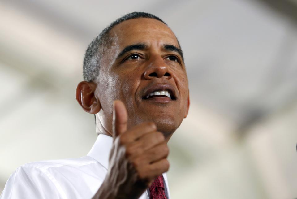 U.S. President Barack Obama speaks about jobs and the economy at North Carolina State University in Raleigh