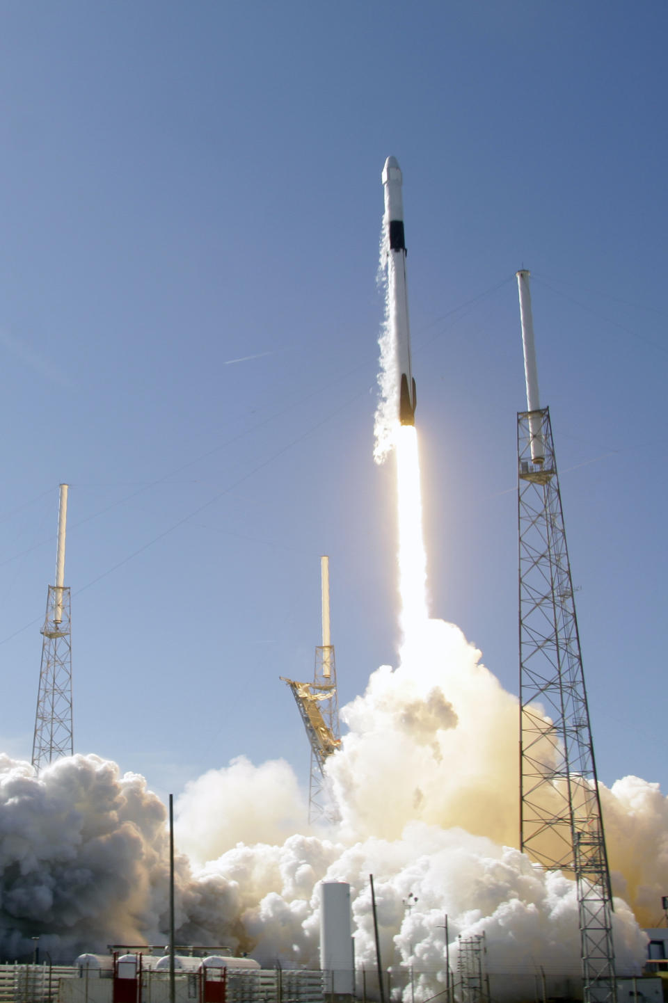 A Falcon 9 SpaceX rocket on a resupply mission to the International Space Station lifts off from Space Launch Complex 40 at Cape Canaveral Air Force Station in Cape Canaveral, Fla., Thursday, Dec. 5, 2019. (AP Photo/Terry Renna)