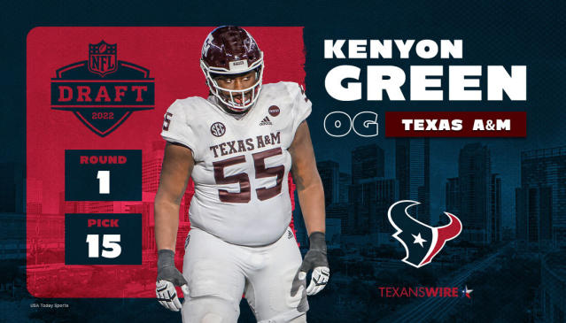 Texans pick Texas A&M G Kenyon Green No. 15 overall in 2022 NFL draft