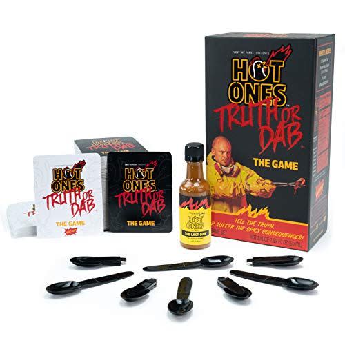 <p><strong>HOT ONES</strong></p><p>amazon.com</p><p><strong>$23.99</strong></p><p><a href="https://www.amazon.com/dp/B08HPPRV73?tag=syn-yahoo-20&ascsubtag=%5Bartid%7C2164.g.38760289%5Bsrc%7Cyahoo-us" rel="nofollow noopener" target="_blank" data-ylk="slk:Shop Now" class="link ">Shop Now</a></p><p>Any game that includes hot sauce is a winner in our books. (Yes, there's really hot sauce included here.)</p>