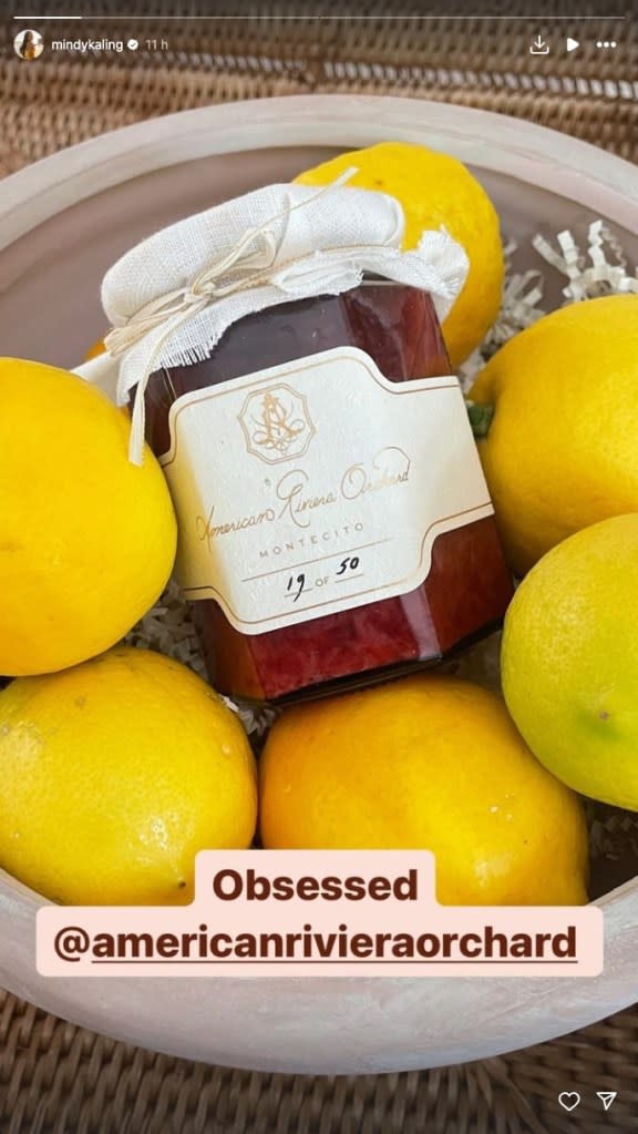 The “Office” alum shared a photo of her jam jar on social media. Mindy Kaling / Instagram