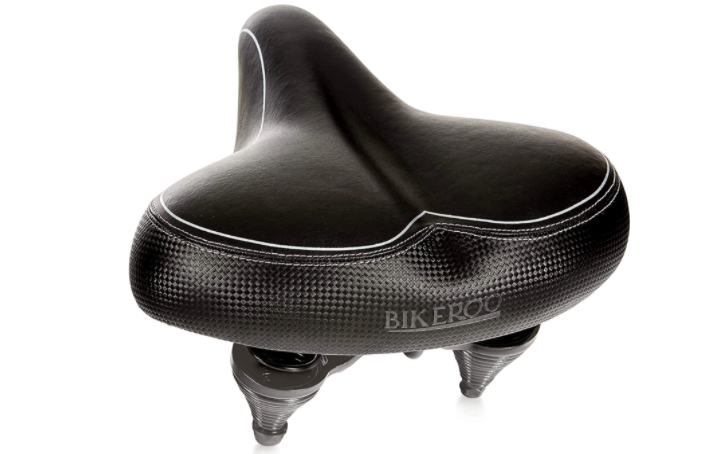 Oversize bike seat replacement with extra wide end shown closest. 