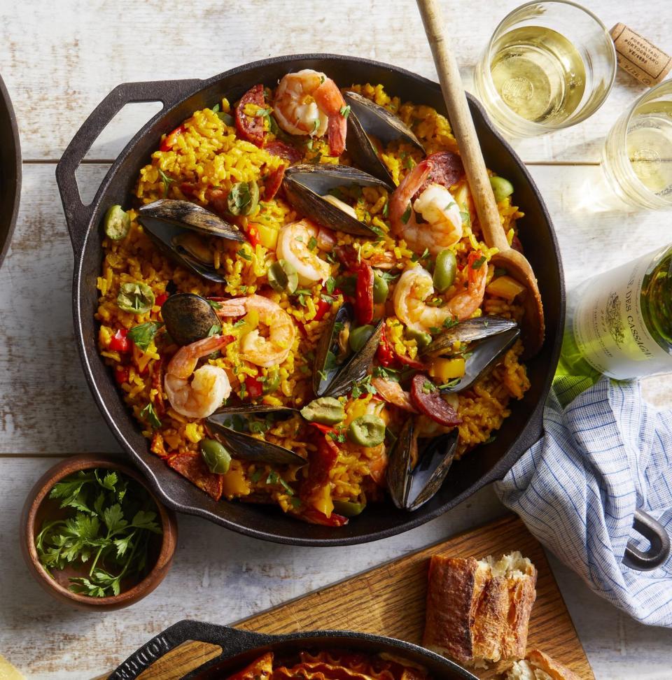 Seafood and Chorizo Paella with Bell Peppers