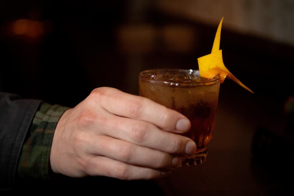 The Crow and Quill’s Fall Fashion, a smoked Old Fashioned.