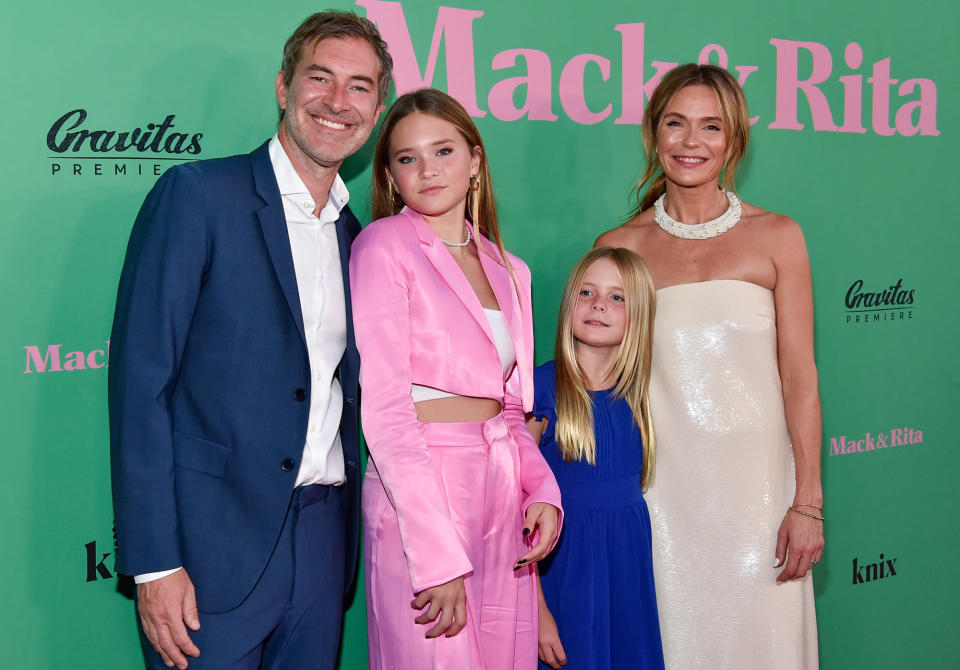 <p>Mark Duplass and Katie Aselton take daughters Ora and Molly to the L.A. premiere of <em>Mack and Rita </em>on Aug. 10 in L.A.</p>