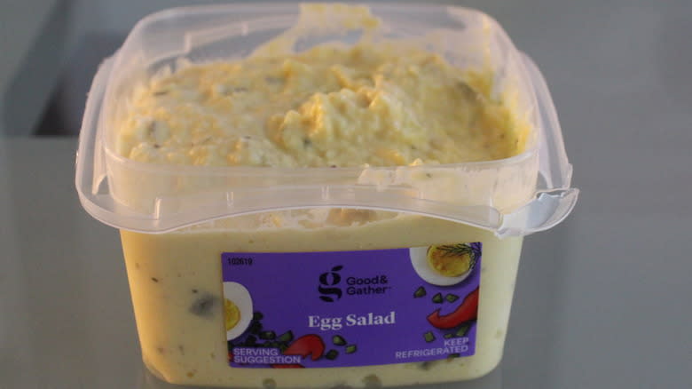 Container of Good & Gather egg salad with purple label 