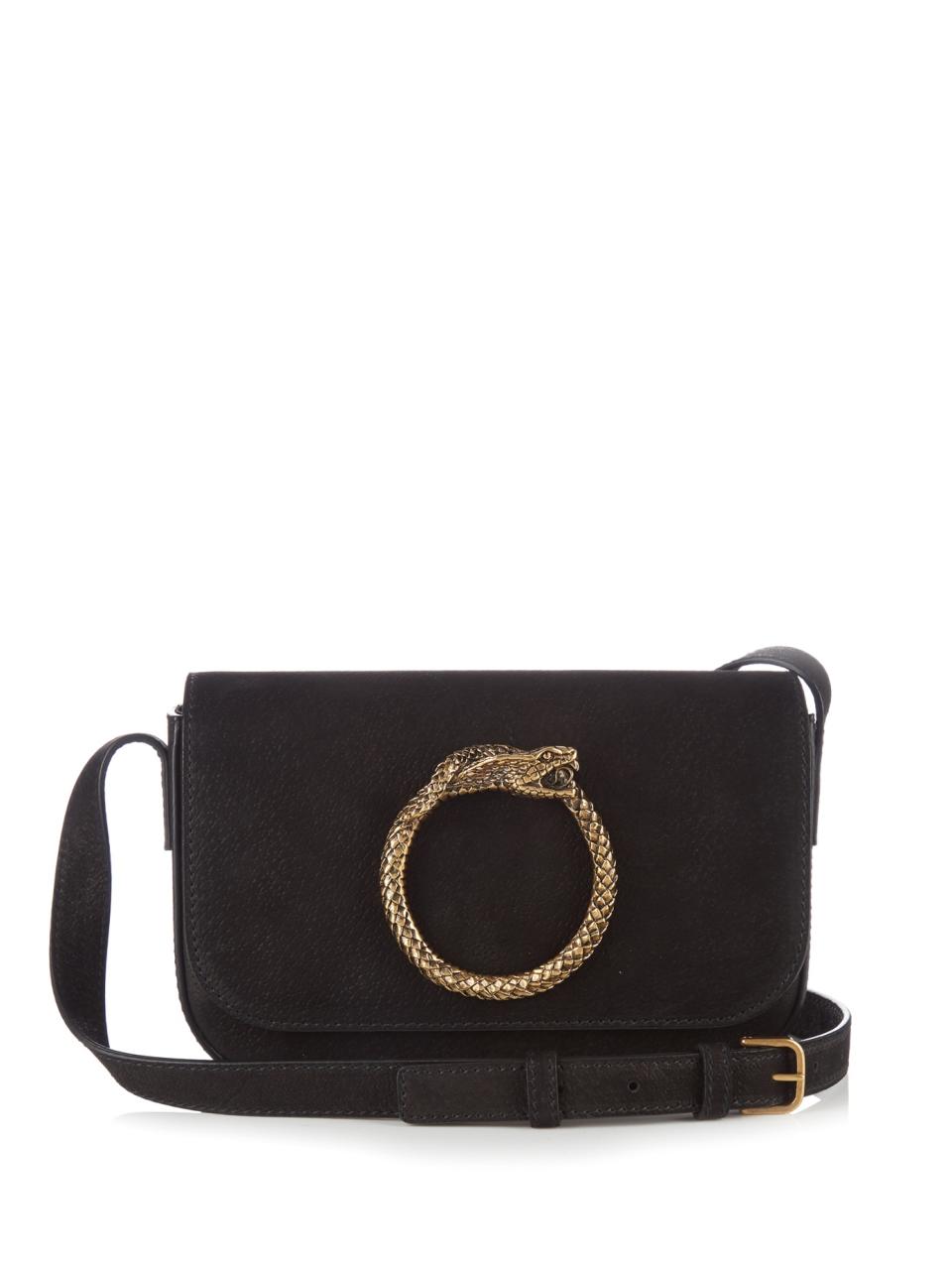 Saint Laurent Eddie Serpent Nubuck Satchel Cross-Body Bag