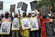 Protest after the death of a rape victim, in Kolkata