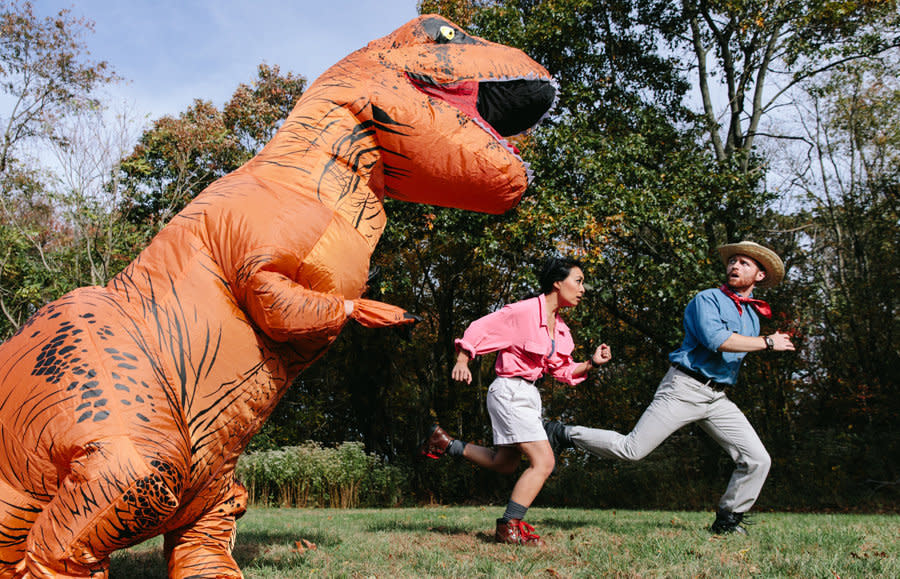 Their friend Sabrina Olivieri made a cameo as the ferocious dinosaur. (Photo: <a href="http://www.isaacjamescreative.com/" target="_blank">Isaac James Creative</a>)