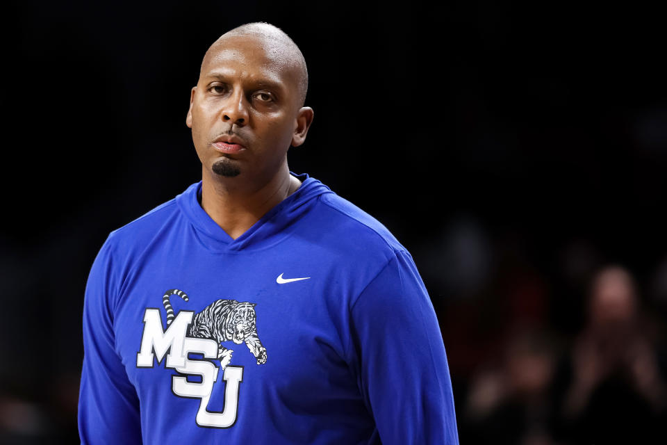 CINCINNATI, OHIO - FEBRUARY 15: Head coach Penny Hardaway of the Memphis Tigers looks on in the second half against the Cincinnati Bearcats at Fifth Third Arena on February 15, 2022 in Cincinnati, Ohio. (Photo by Dylan Buell/Getty Images)