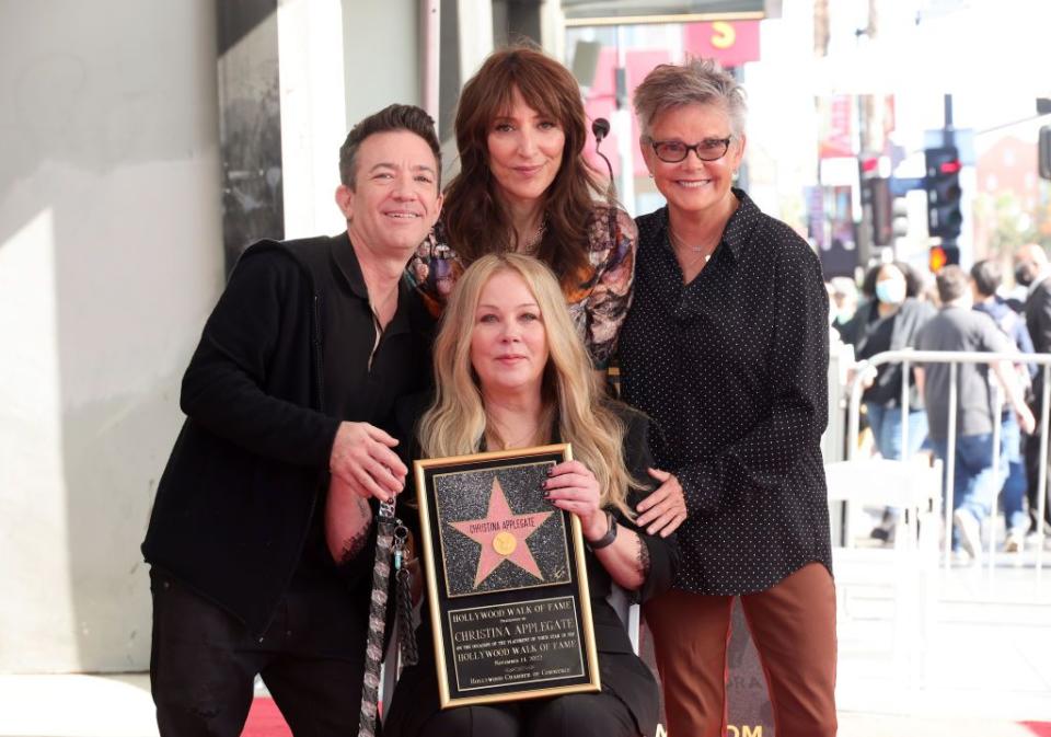 los angeles, california   november 14 l r david faustino, katey sagal, amanda bearse, and christina applegate attend a ceremony honoring christina applegate with a star on the hollywood walk of fame on november 14, 2022 in los angeles, california photo by emma mcintyregetty images for netflix