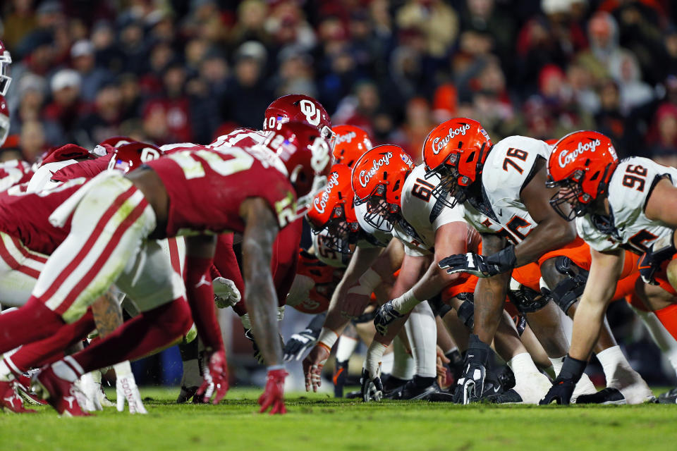 Oklahoma and Oklahoma State meet for the last time for the foreseeable future on Saturday in their Bedlam rivalry game. (Photo by Brian Bahr/Getty Images)